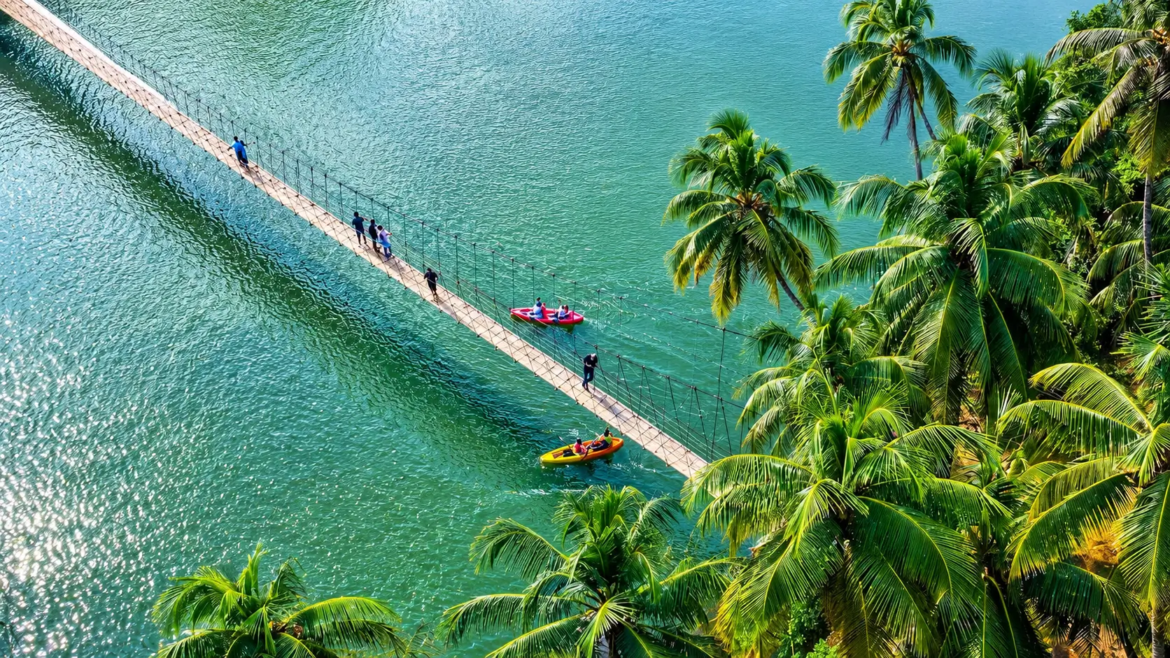 The hanging bridge over the river